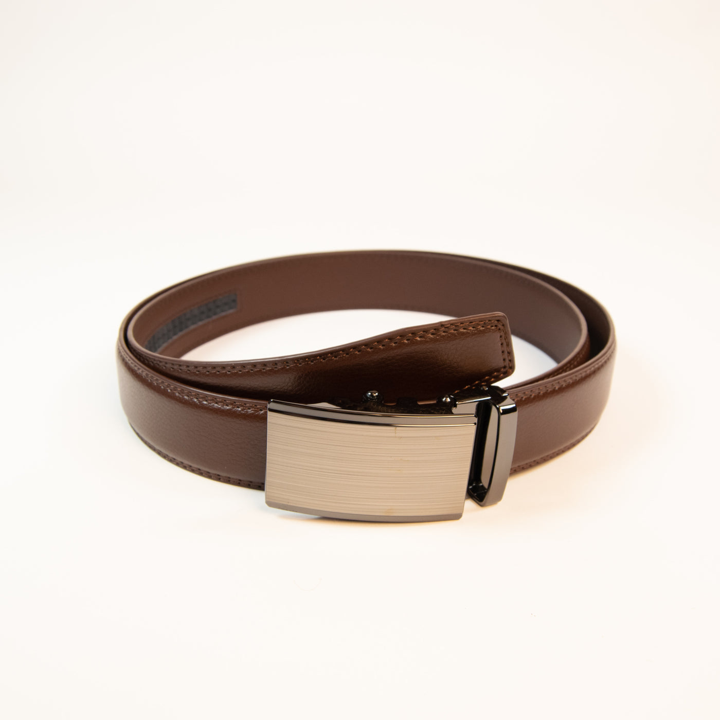 Brushed Nikel- Dark Brown Leather